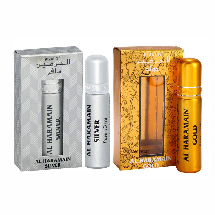 Al Haramain Silver &amp; Gold Roll On Attar Pack of 2 x 10 ml