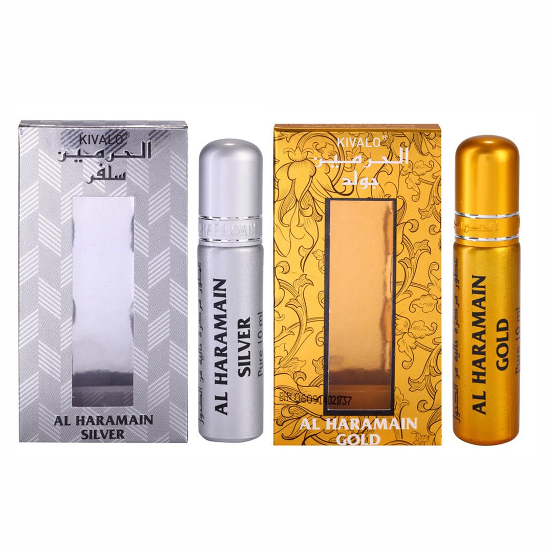 Al Haramain Silver &amp; Gold Roll On Attar Pack of 2 x 10 ml