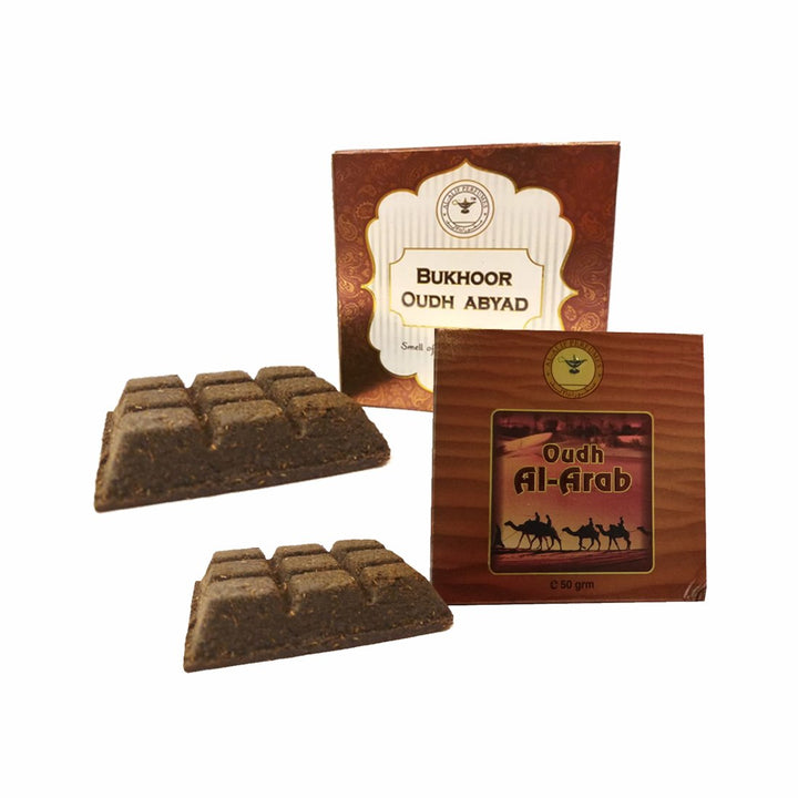Alif Bukhoor Oudh Abyad &amp; Al Arab Incense Home Fragrance Pack Of 2 x 50g