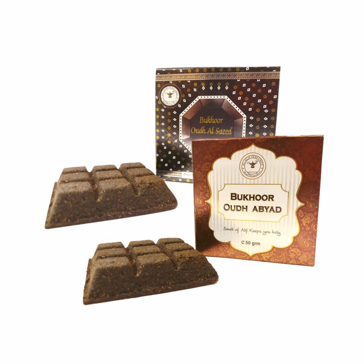Alif Bukhoor Oudh Abyad &amp; Al Saeed Incense Home Fragrance Combo Pack Of 2 x 50g
