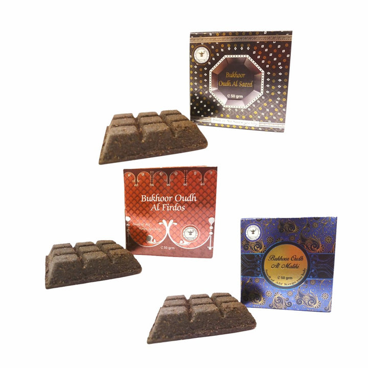Alif Bukhoor Oudh Al Firdous, Al Saeed &amp; Al Maliki Incense Home Fragrance Combo Pack Of 3 x 50g