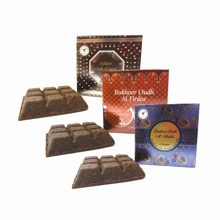 Alif Bukhoor Oudh Al Firdous, Al Saeed &amp; Al Maliki Incense Home Fragrance Combo Pack Of 3 x 50g