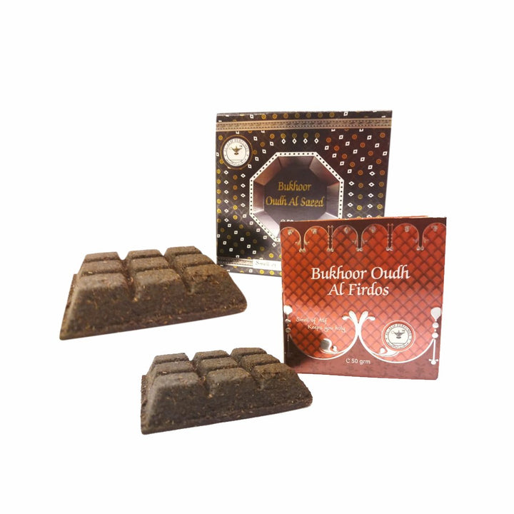 Alif Bukhoor Oudh Al Firdous &amp; Al Saeed Incense Home Fragrance Combo Pack Of 2 x 50g