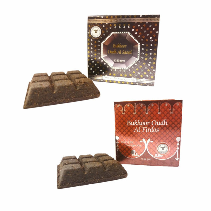 Alif Bukhoor Oudh Al Firdous &amp; Al Saeed Incense Home Fragrance Combo Pack Of 2 x 50g