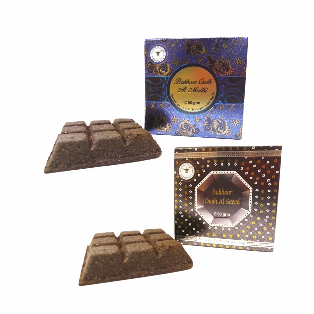 Alif Bukhoor Oudh Al Saeed & Al Maliki Incense Home Fragrance Combo Pack Of 2 x 50g