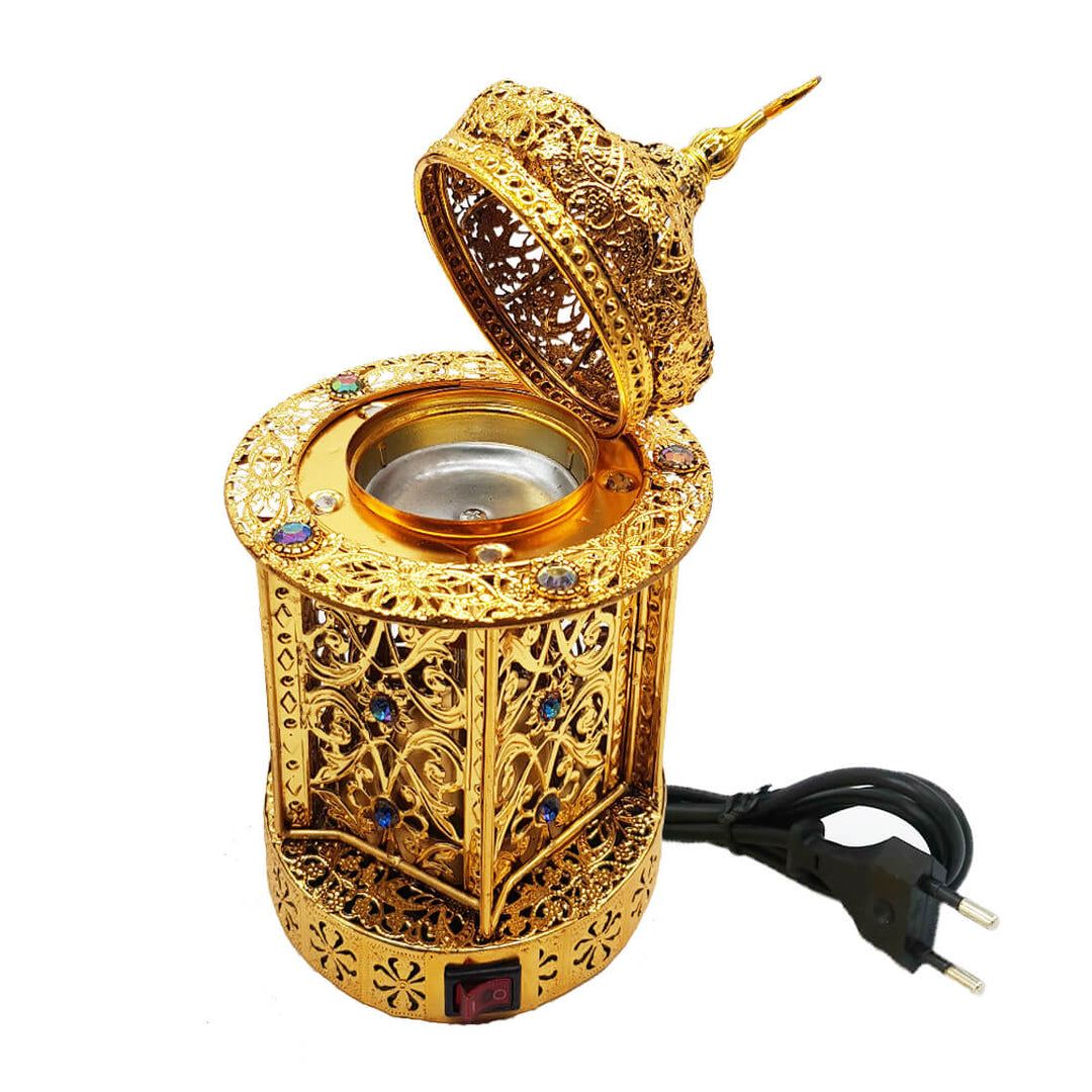 Electrical Bakhoor Burner &amp; 2 Fragrance Paste - Golden