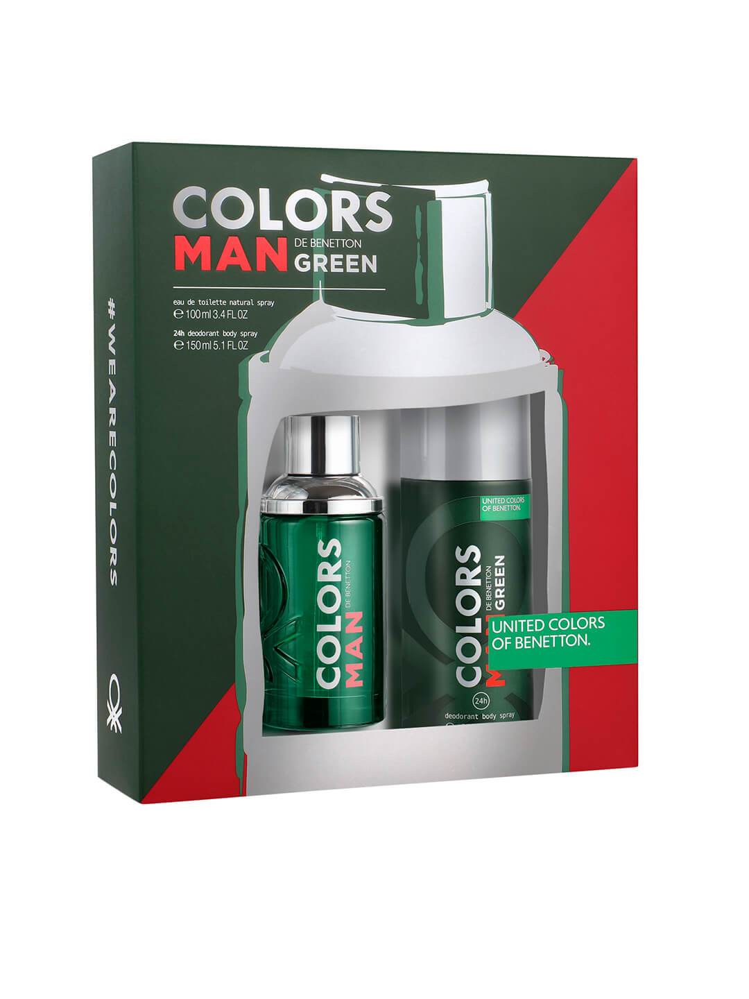 United Colors of Benetton Colors Green Fragrance Perfume Gift Set for Men EDT 100ml + Deodorant Spray 150ml