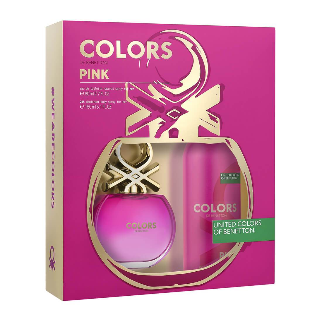 United Colors of Benetton Colors Pink Fragrance Gift Set Perfume for Women 80ml + Deodorant Spray 150ml