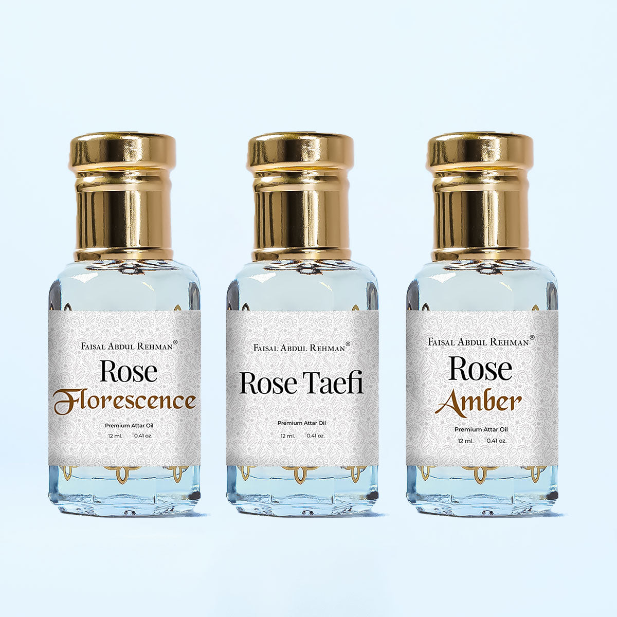 Rose Florescence, Rose Taefi, Rose Amber, 12ml Each, Pack Of 3-Faisal Abdul Rehman Attar