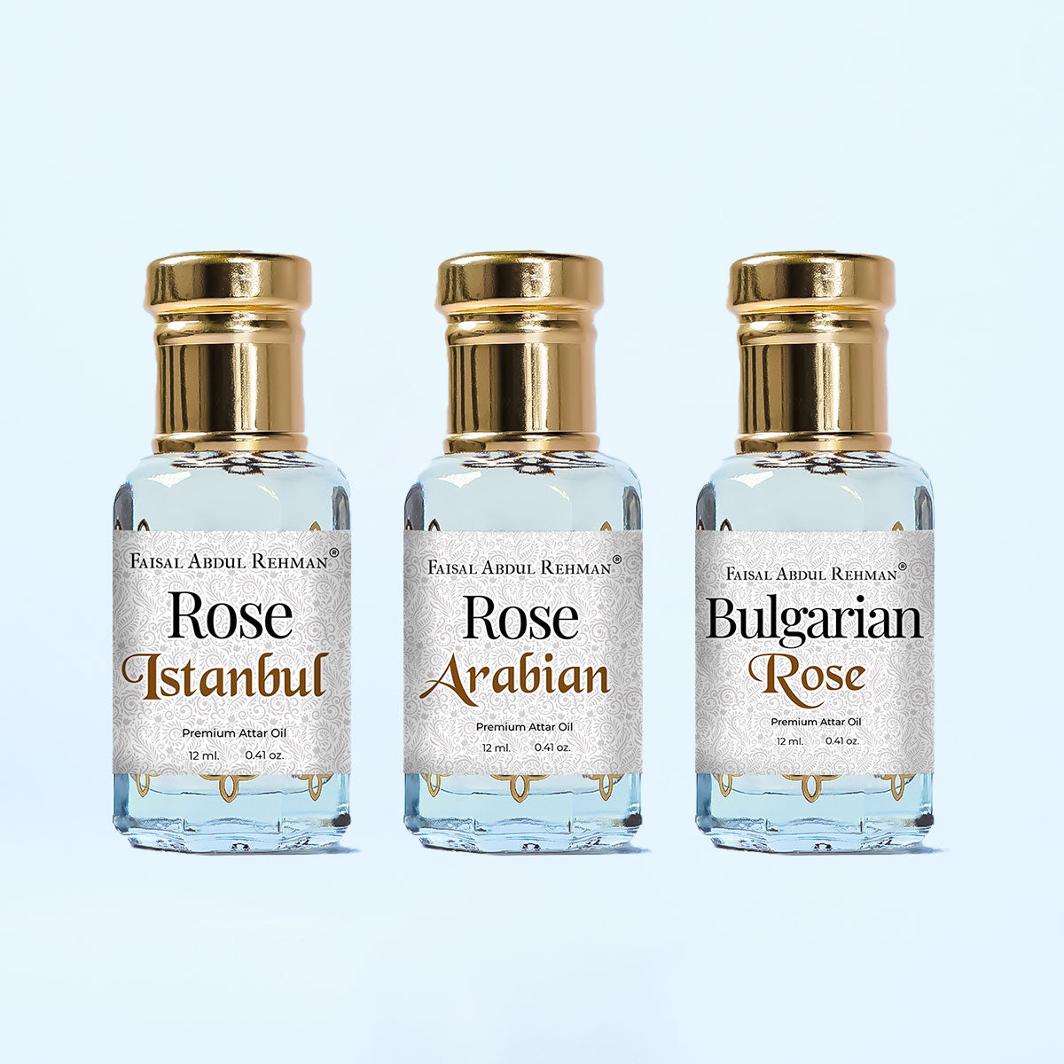 Rose Istanbul, Rose Arabian, Bulgarian Rose12ml Each, Pack Of 3-Faisal Abdul Rehman Attar