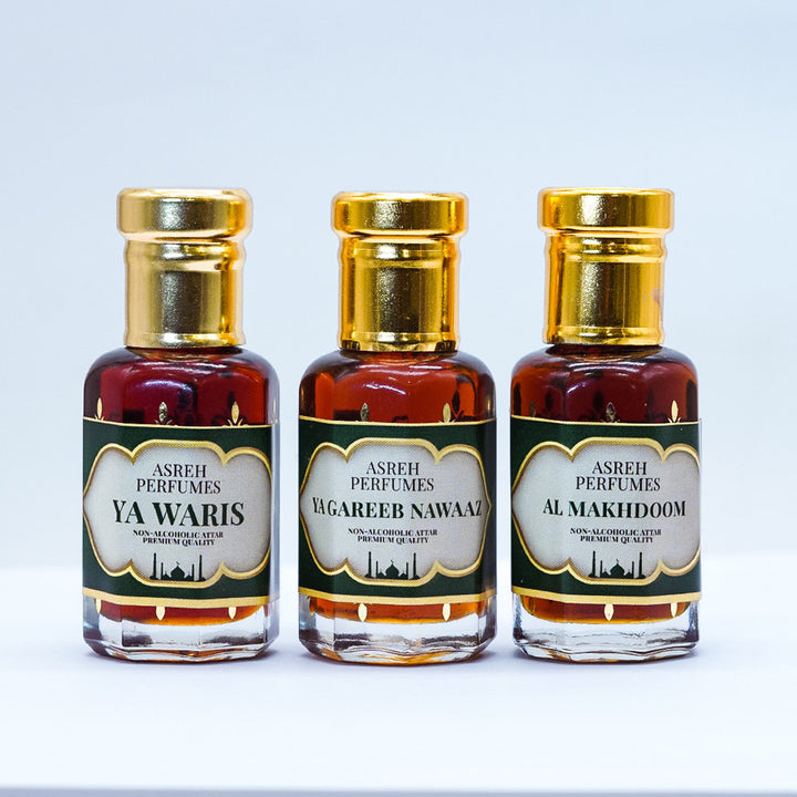 Ya Waris ,Ya Gareeb Nawaaz &amp; Al Makhdoom 12ml each, pack of 3 - Asreh Premium Quality Attar