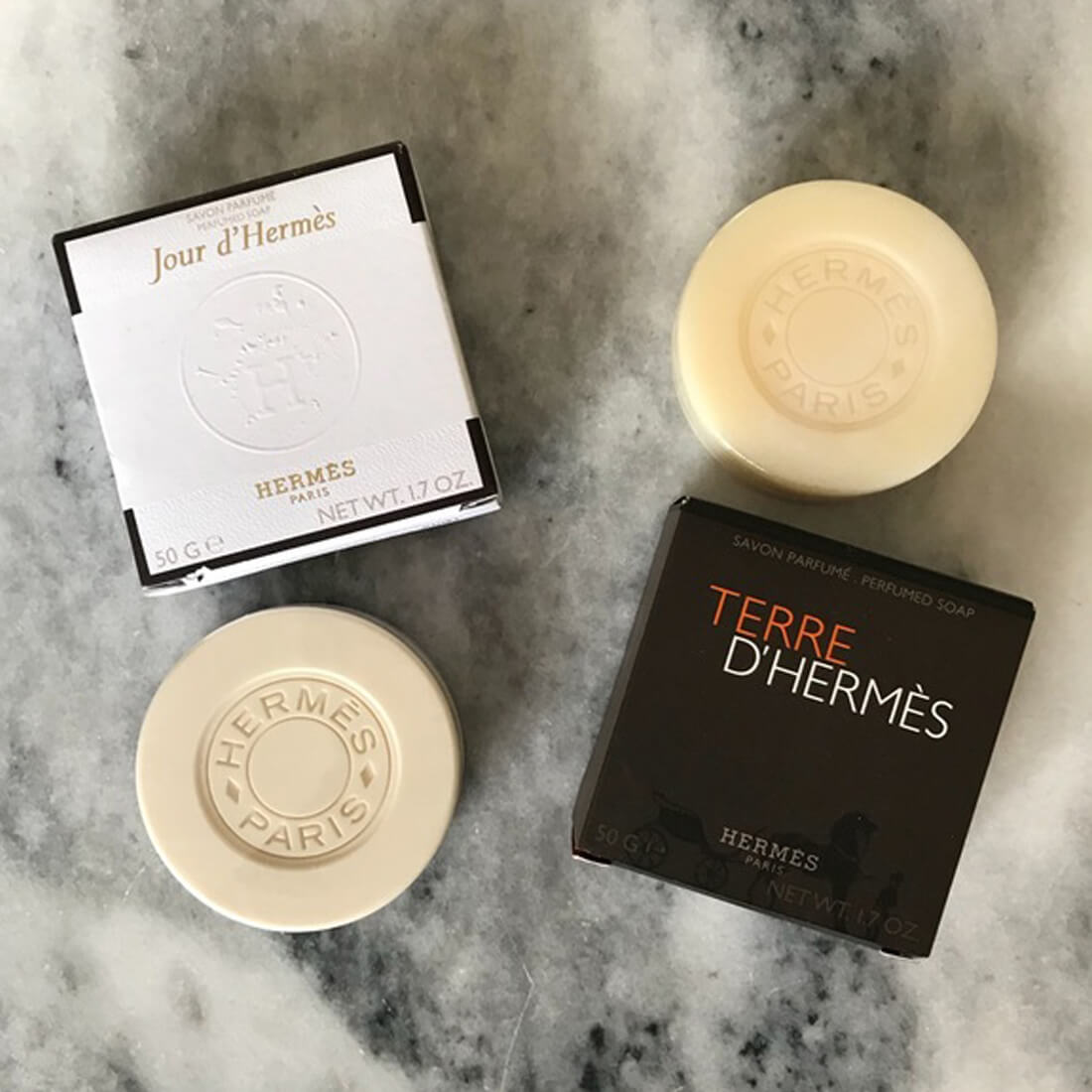 Hermes Jour D’Hermes & Terre D’Hermes Perfumed Body Bath Soap Combo For Women & Men 50g Each