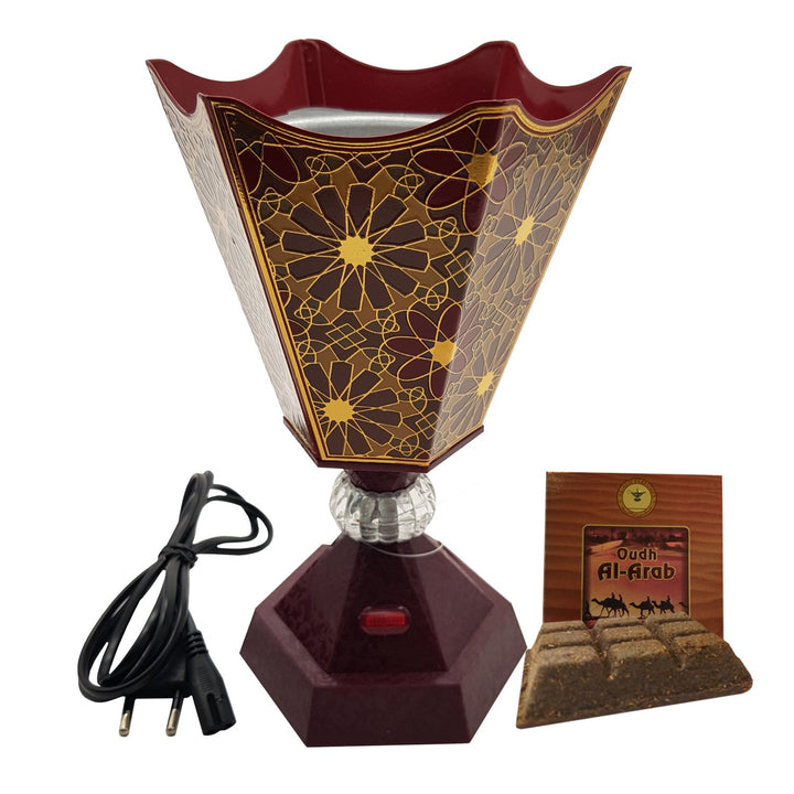 Electrical Bakhoor Burner &amp; 50g Fragrance Paste - Maroon