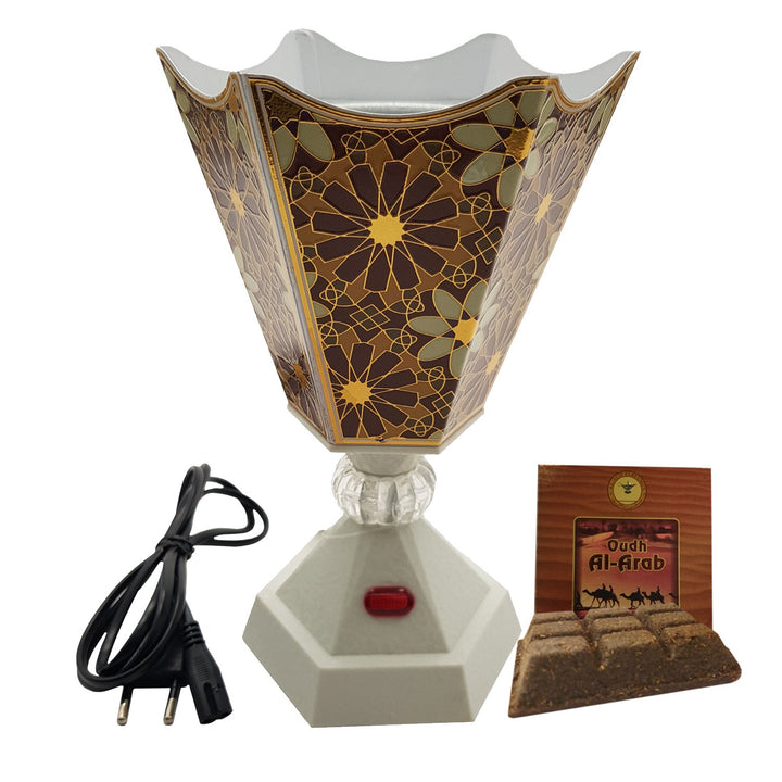 Electrical Bakhoor Incense Burner &amp; 50 g Fragrance Paste - White