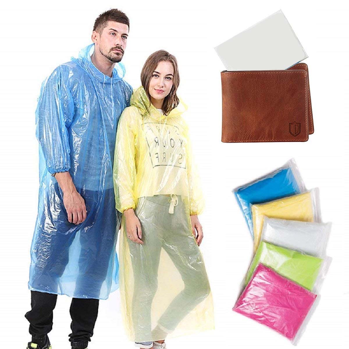 Pocket Size Rain Poncho, Rain Coat For Men & Women (Multicolor, Free Size) Pack of 5
