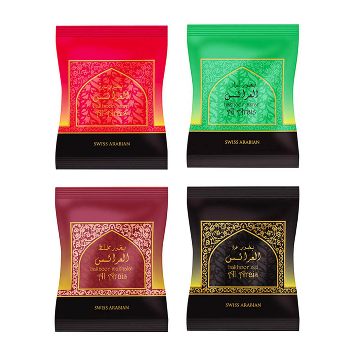 Swiss Arabian Asrar, Sahret, Bakhoor Mukhalat &amp; Oud Bakhoor Paste Pack of 4 - 40g