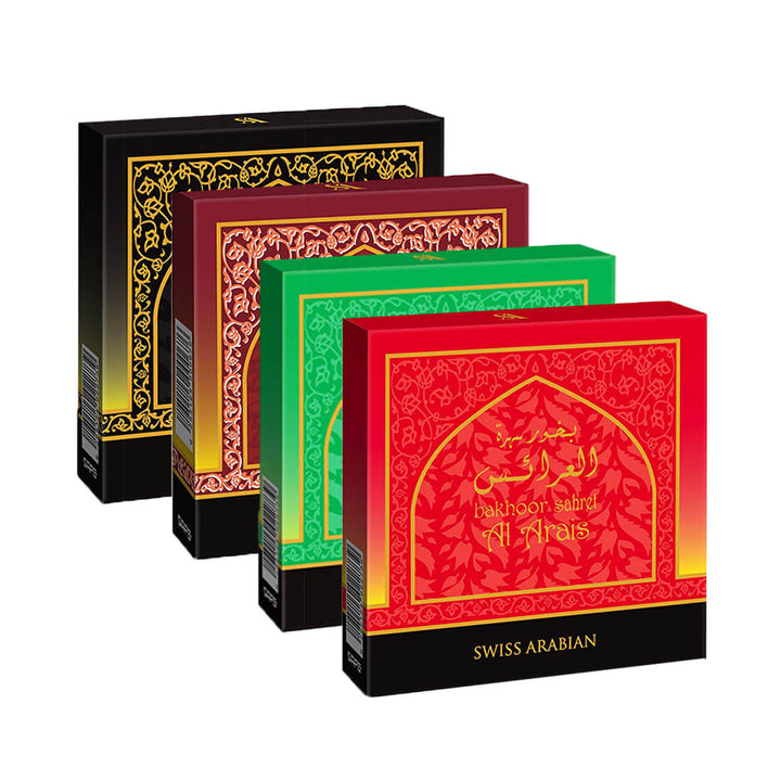 Swiss Arabian Asrar, Sahret, Bakhoor Mukhalat &amp; Oud Bakhoor Paste Pack of 4 - 40g