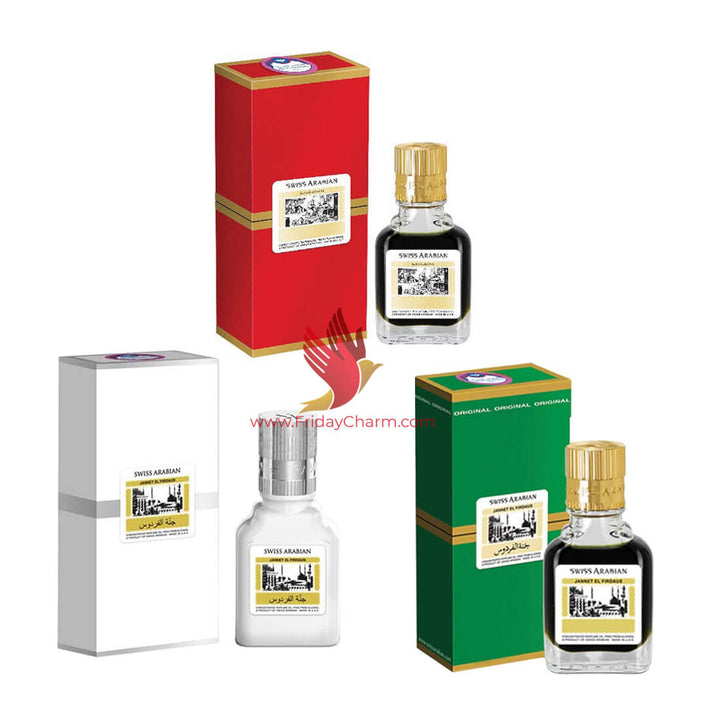 Swiss Arabian Jannat ul Firdaus 9ml Attar Red, White &amp; Green Pack of 3
