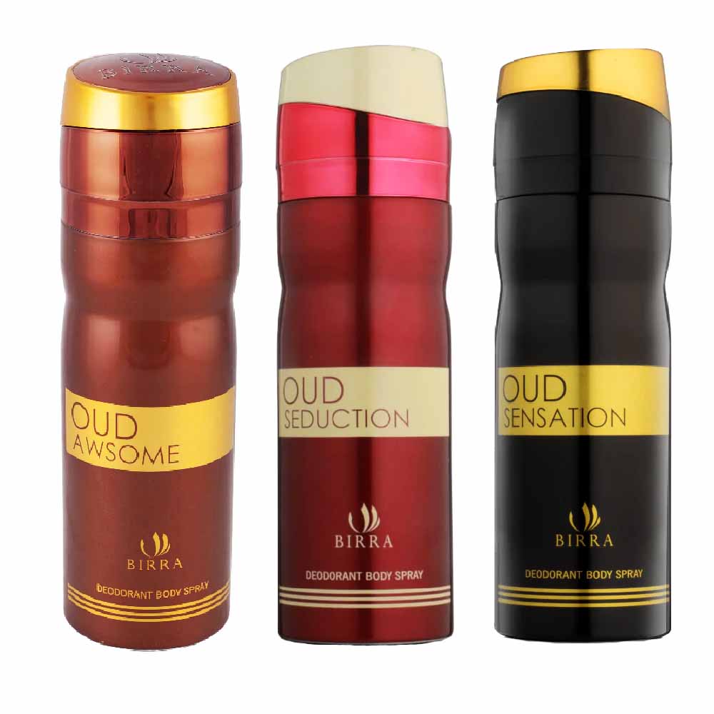 Birra Oud Awsome, Oud Seduction, Oud Sensation Deodorant Pack of 3 200ml Each