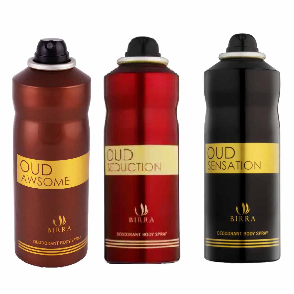 Birra Oud Awsome, Oud Seduction, Oud Sensation Deodorant Pack of 3 200ml Each
